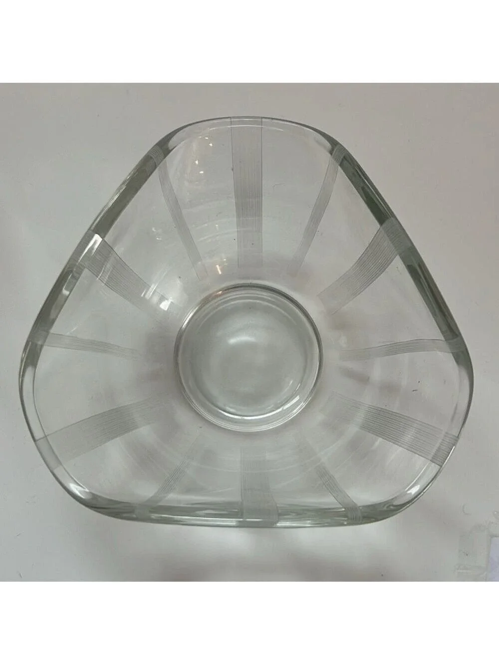 Vintage MCM Indiana Glass Clear Etched Chip and Dip Serving Bowls Rare Set of 2